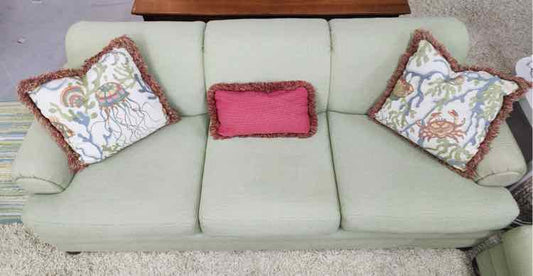 Green & White Stitch Custom Sofa
