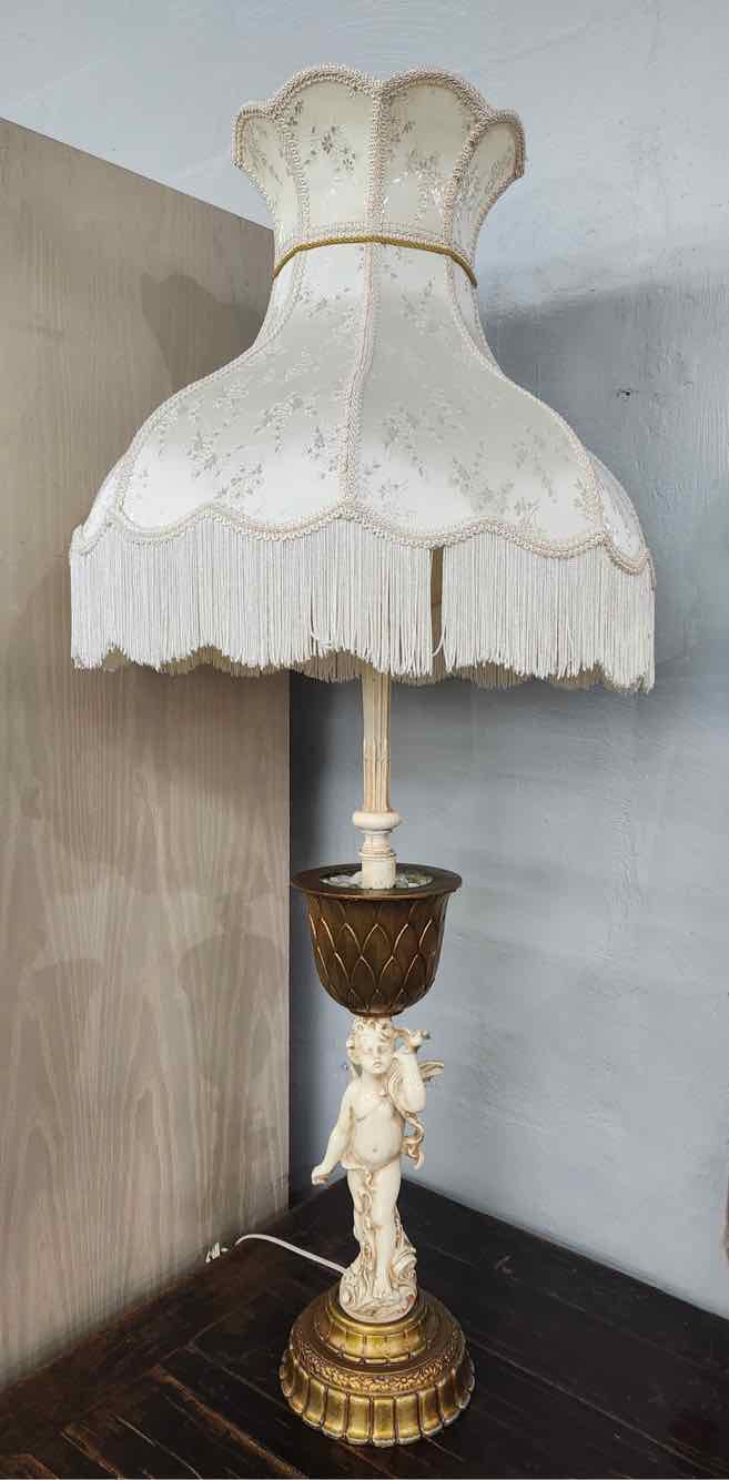 Pair of Angel Urn Lamps w/ French Shades