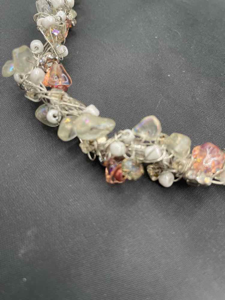 Pink/Clear Stone Bead Necklace