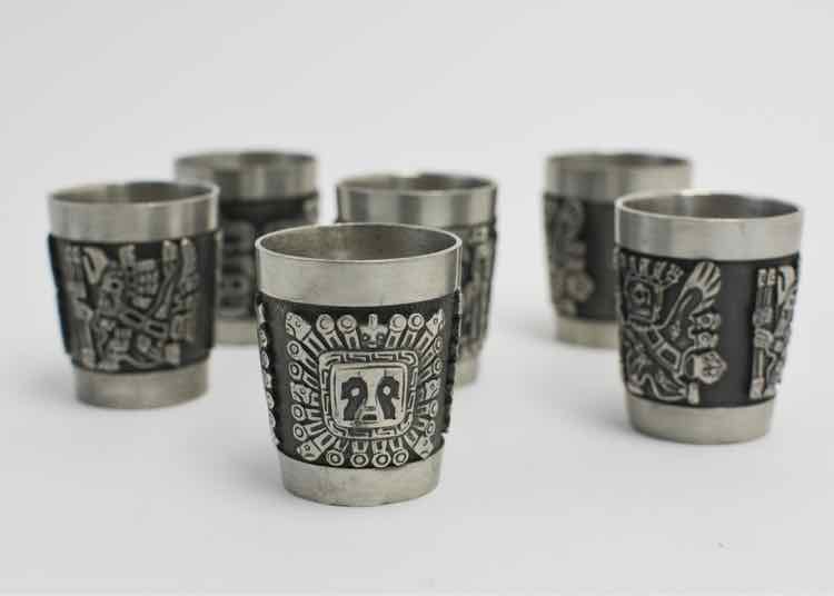 Vtg.Schohaus Bolivian Pewter Shot Glasses