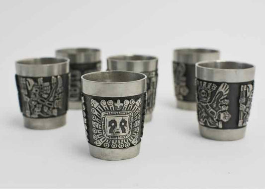 Vtg.Schohaus Bolivian Pewter Shot Glasses