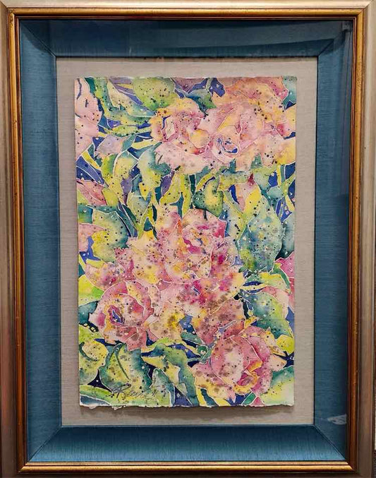 Art 'Pink Roses in Bloom' Watercolor by Sherri Reeve