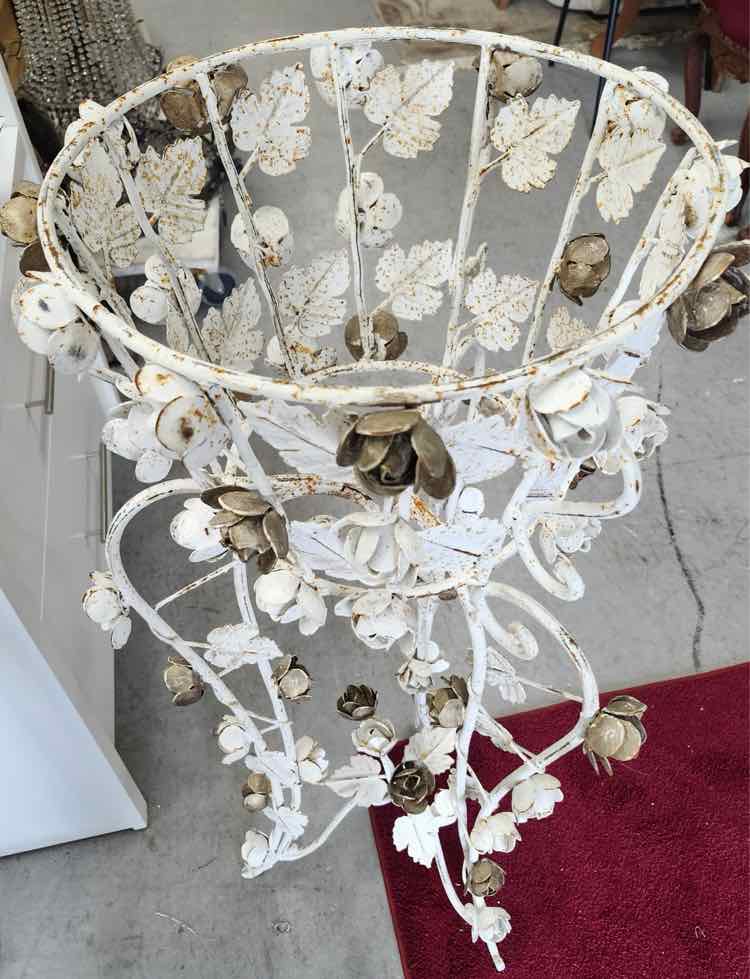 French Floral Wrought Iron Plant Stand