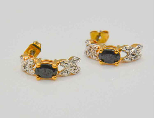 10K Vermeil Sapphire/Dia.Chip Earrings