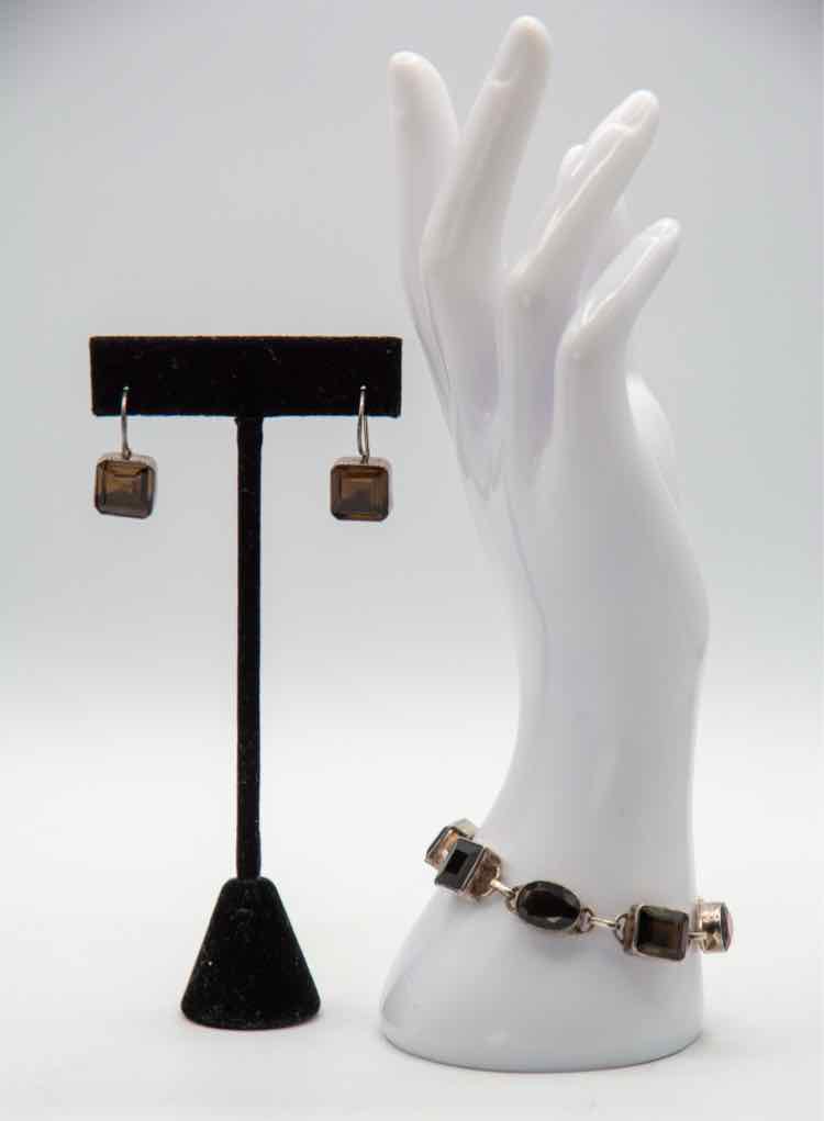 Smoky Quartz Bracelet & Earrings