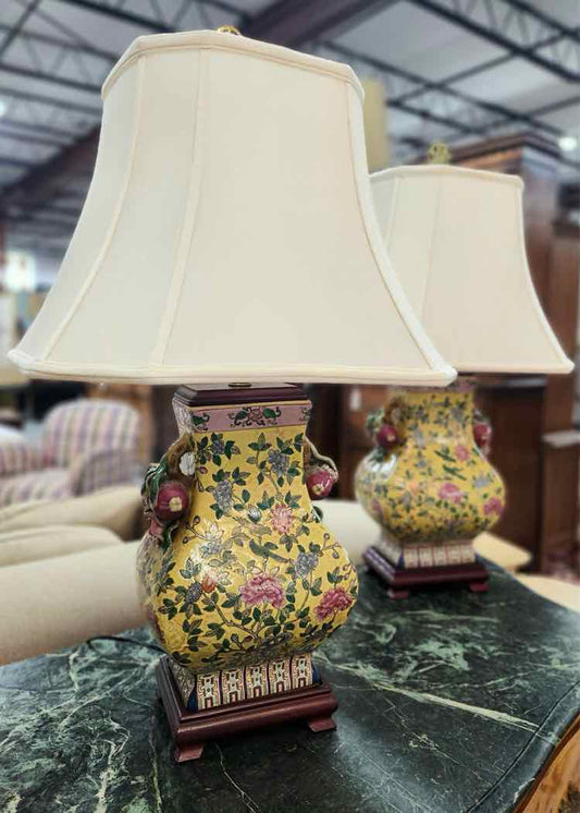 Pair of Floral Lamps