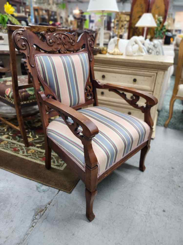 Carved Wood Victorian Chair