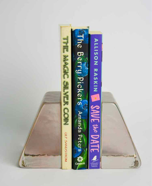 Blenko Handmade Glass Bookends Pale Pink