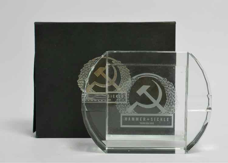 Hammer & Sickle Crystal Ashtray