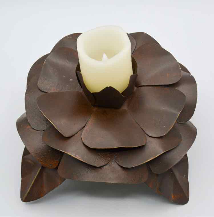 Jan Barboglio Forged Iron Lotus Candleholder