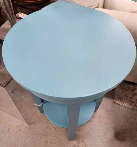 Blue Round End Table