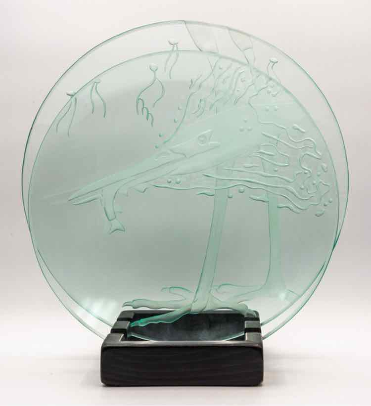 Etched Double Glass Crane