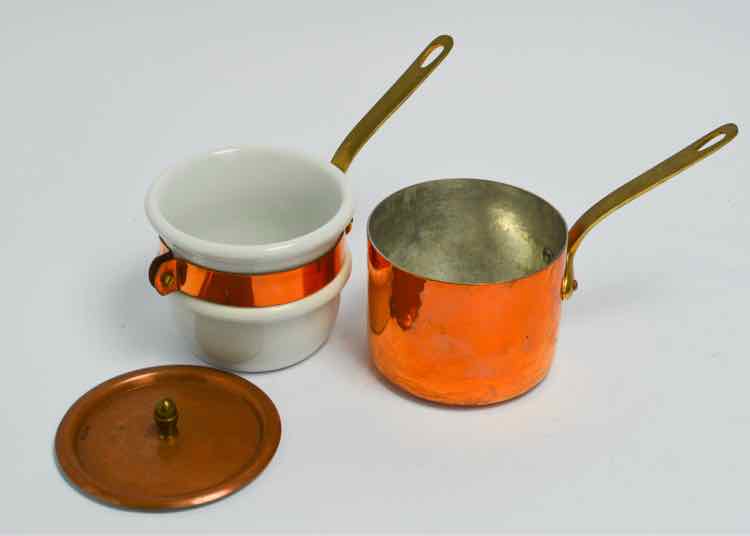 Vtg. French Copper/Brass Double-Boiler