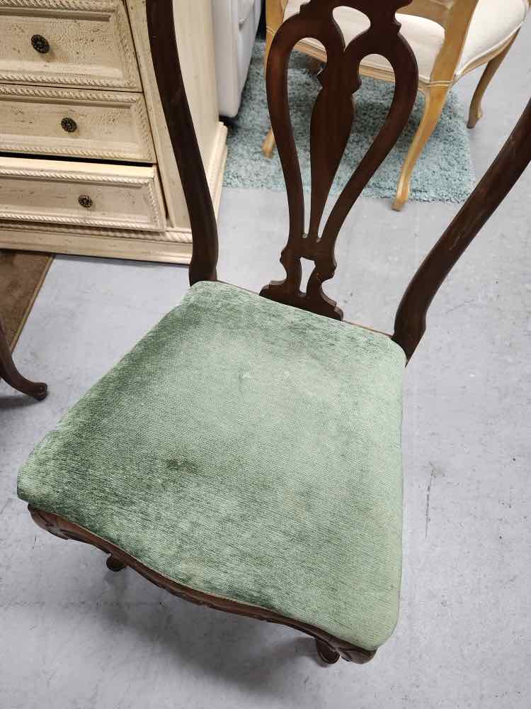 Green Upholstered Antique Chair