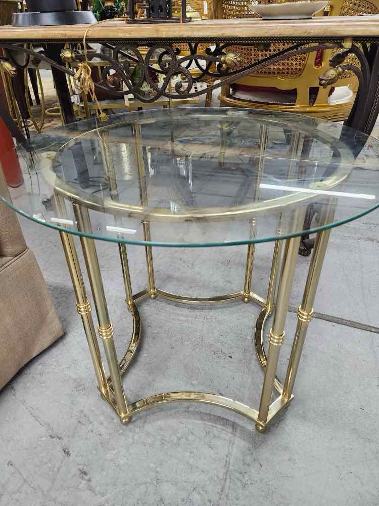 Gold and Glass Regency Style End Table