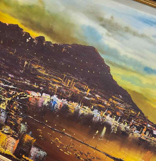 Asian City Harbor Oil Painting
