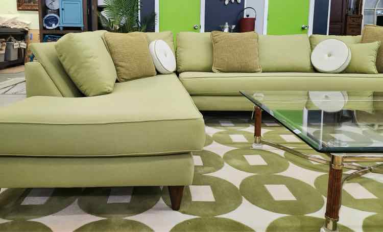 Custom Krevat Pistachio Sectional w/Pillows