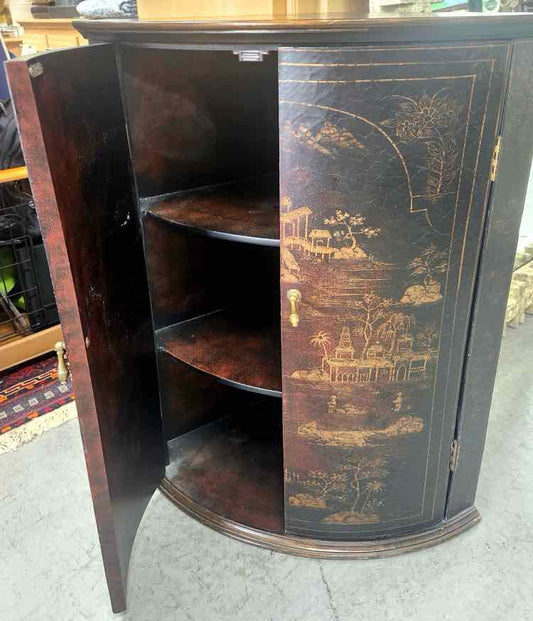 Black Chinoiserie Style Corner Cabinet