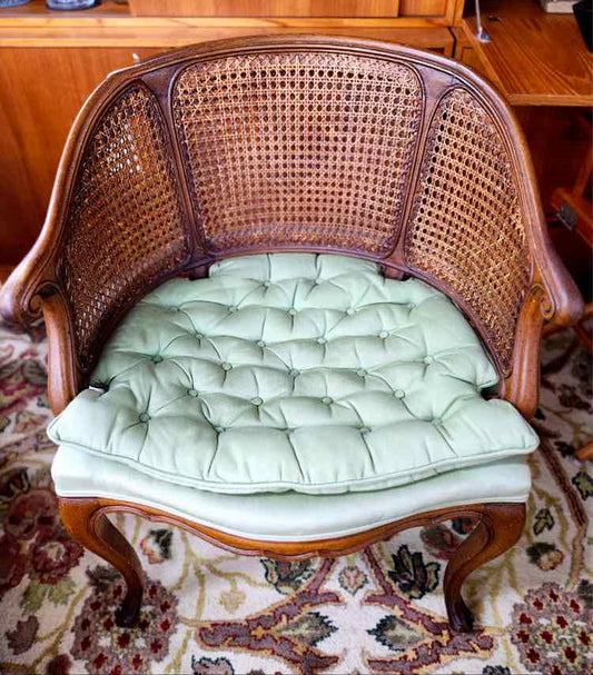 Double Cane Back Barrel Chair