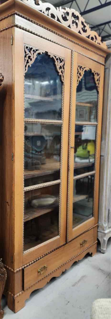 Antique Wood Display Cabinet