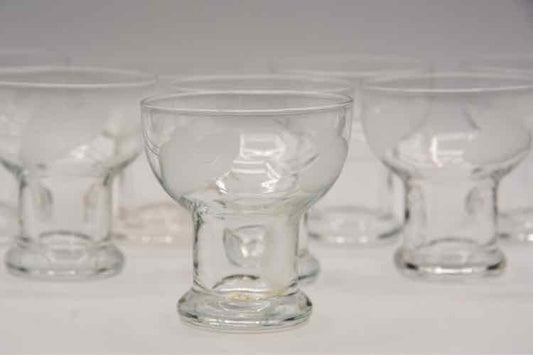 8 Vtg. Etched Dessert Glassware