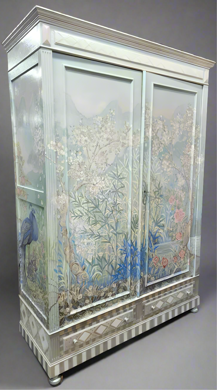 Hand Painted Floral Armoire