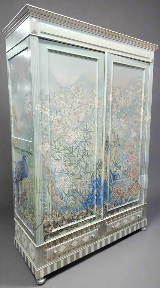 Hand Painted Floral Armoire