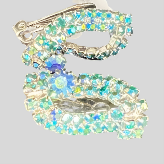 Blue Rhinestone Earrings