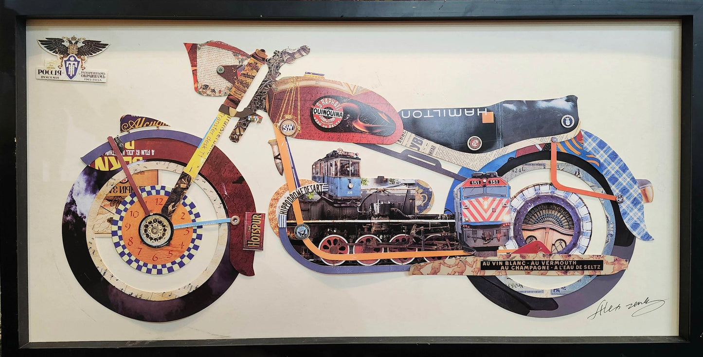 'Motorcycle Love' Mix Media Paper Signed Alex Zenger