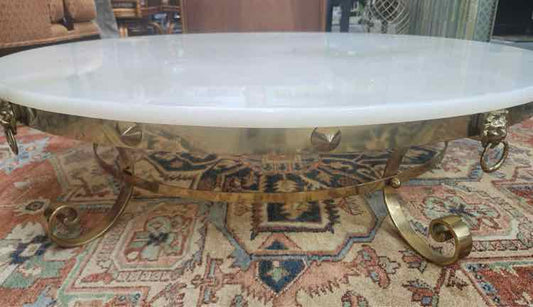 Onyx Top Coffe Table w/Gold Lion Head Base