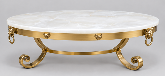 Onyx Top Coffe Table w/Gold Lion Head Base