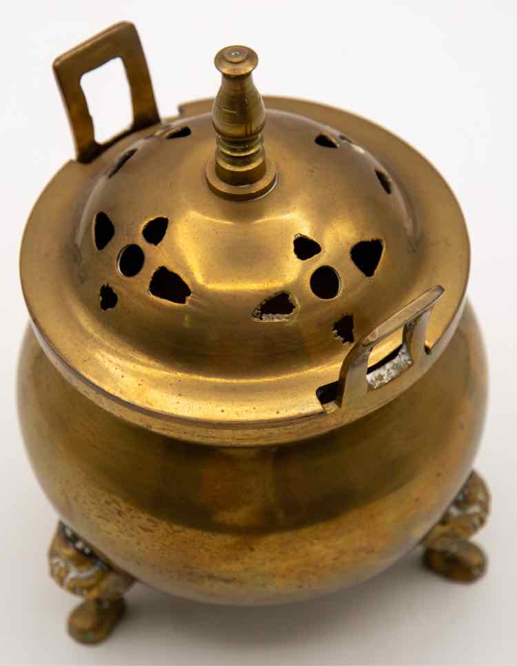 Vintage Chinese Brass Tripod Incense Burner