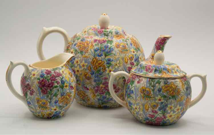 Vintage Sussex Cherry Chintz Tea Pit Cream/Sugar Set