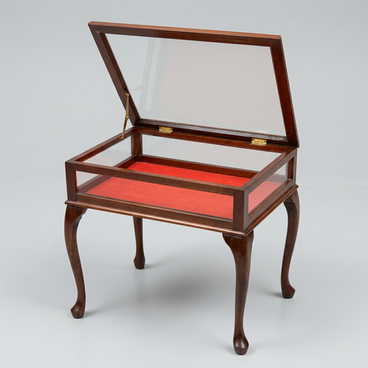 Antique Mahogany Glass Shadow Box End Table