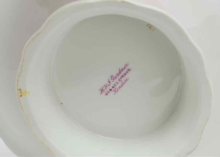 H&J Gardner 19th c. Pink Porcelain Pedestal Plate