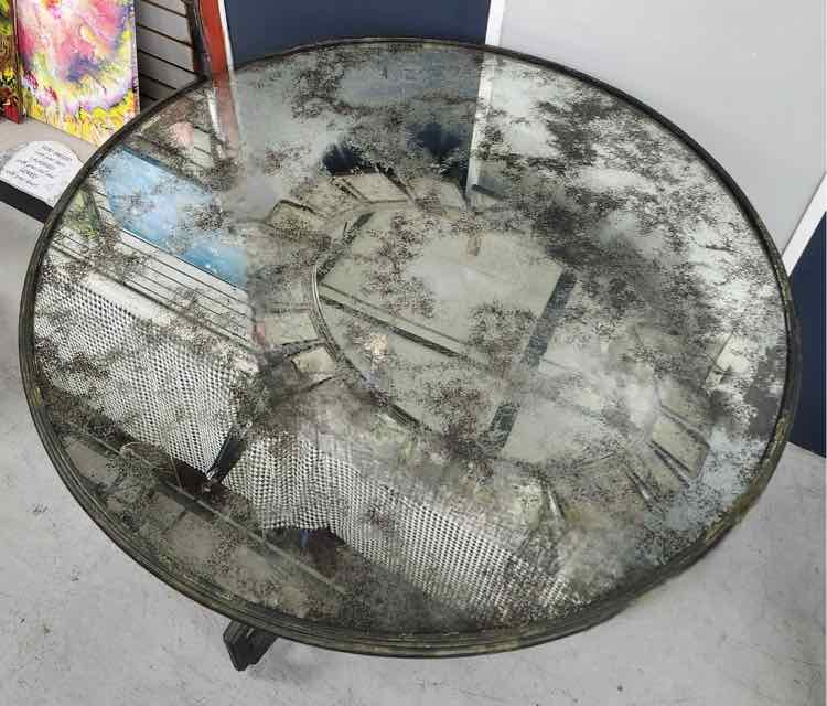 Mercury Glass Greek Key Metal Table
