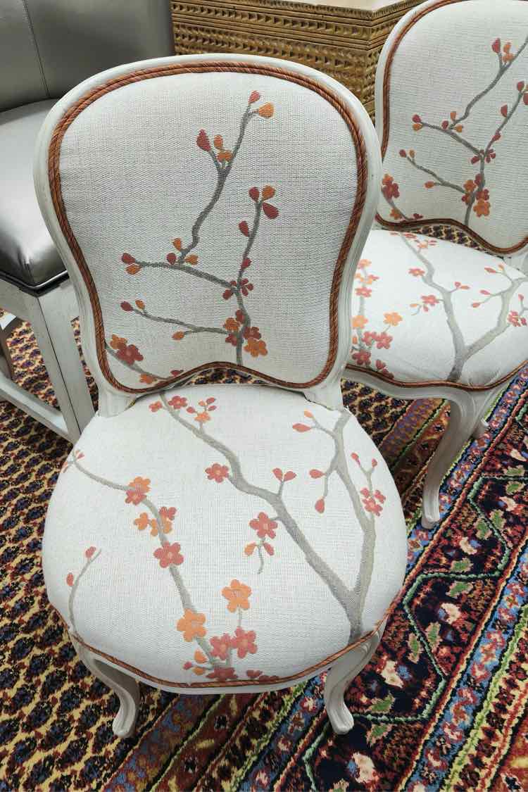White Flower Pattern Chairs