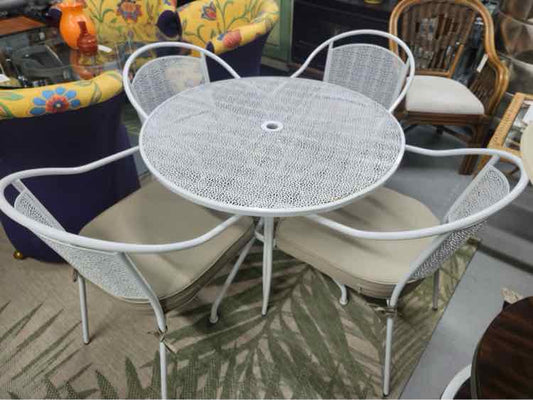 White Metal Table & Chairs