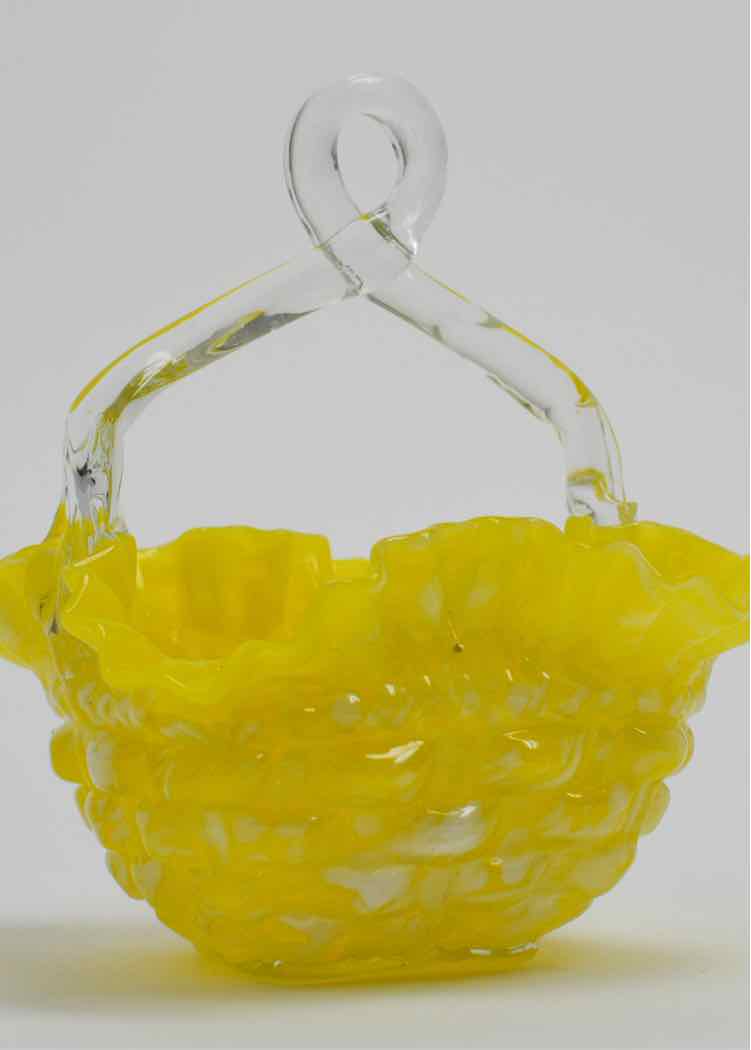 Victorian Yellow Hobnail Basket