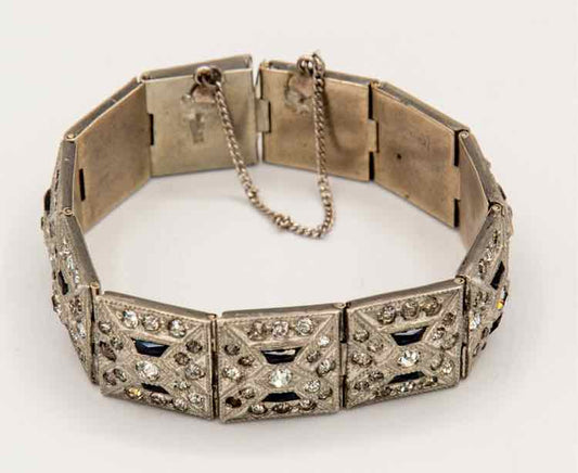 Nov-Eline Rhinestone/Blue Stone Deco Bracelet