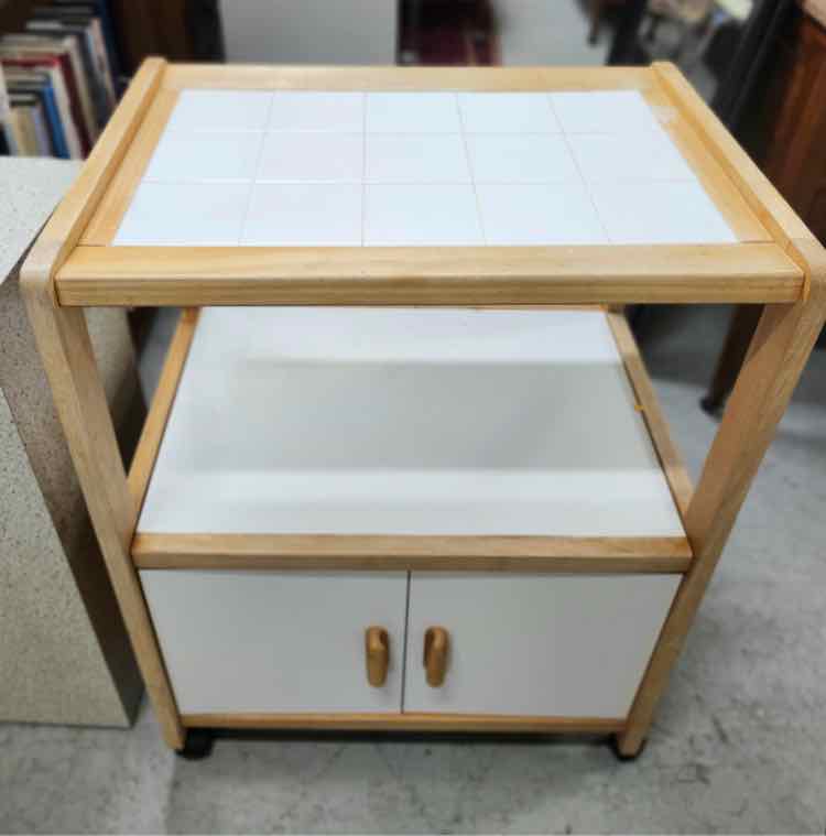 White Tile Kitchen Cart