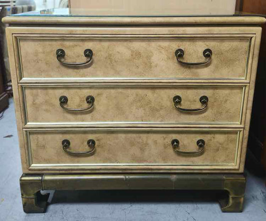 3 Drawer Gold Tone Chest w/Brass Base