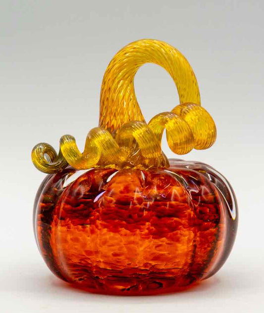 Handblown Amber Pumpkin Paperweight