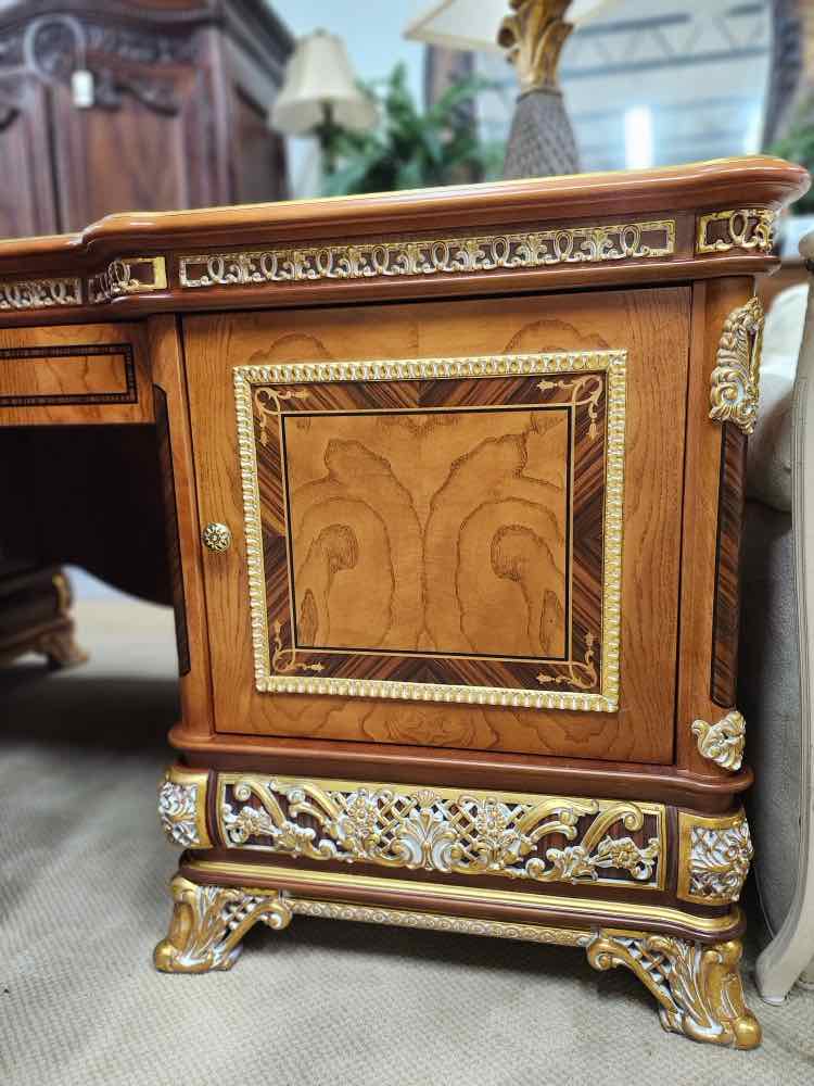 Gold Embellished Executive Desk