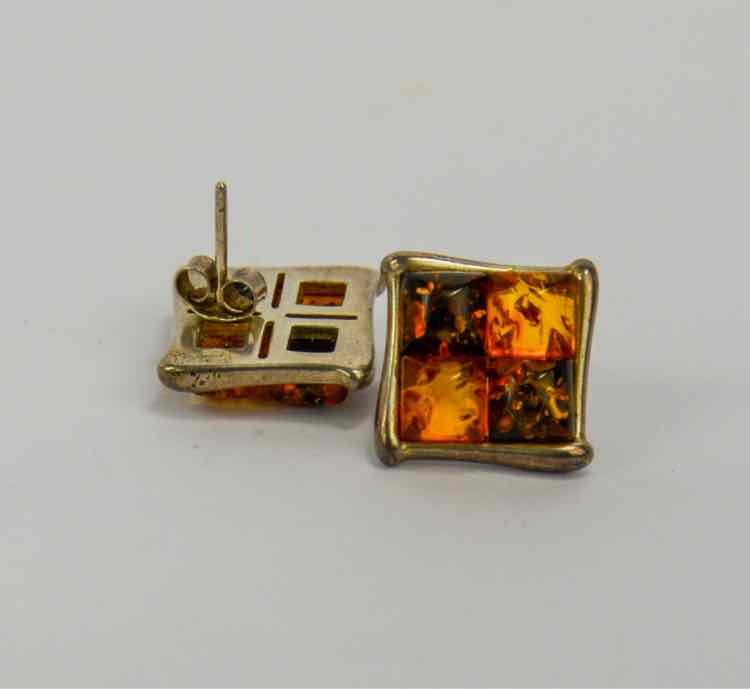 Sterling Amber Earrings