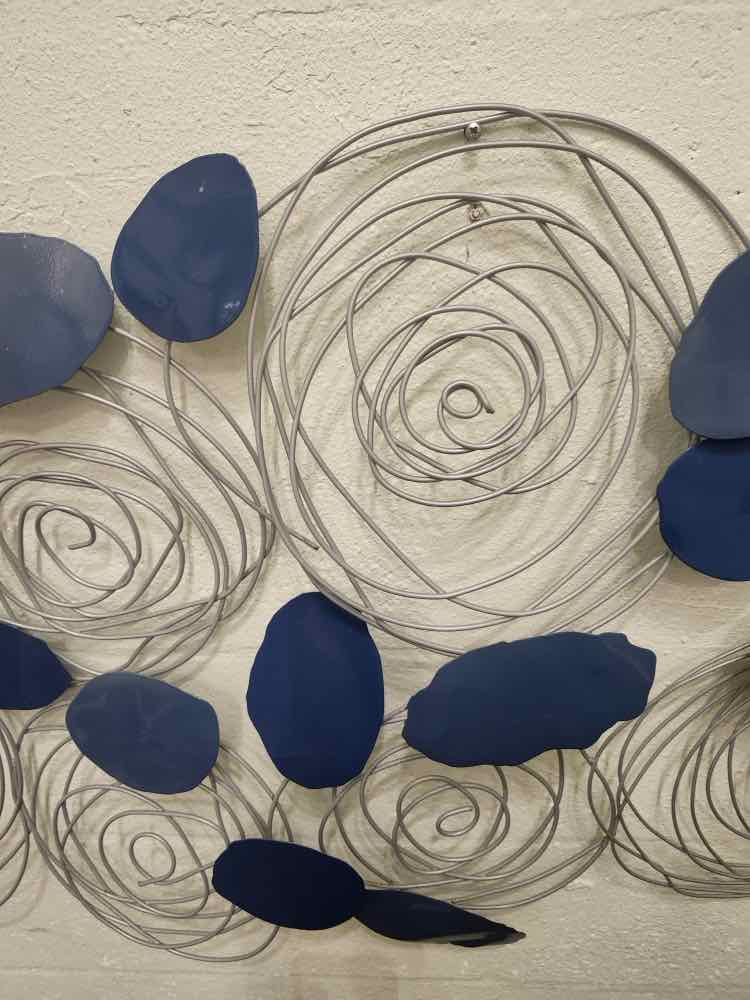 Silver & Blue Metal Abstract Wall Art