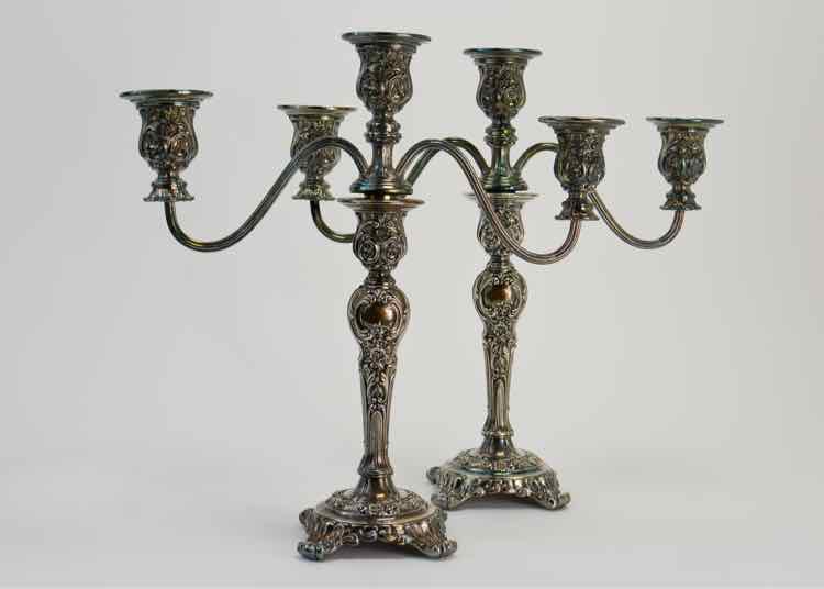 2 Vtg. 'Rose' Candelabras