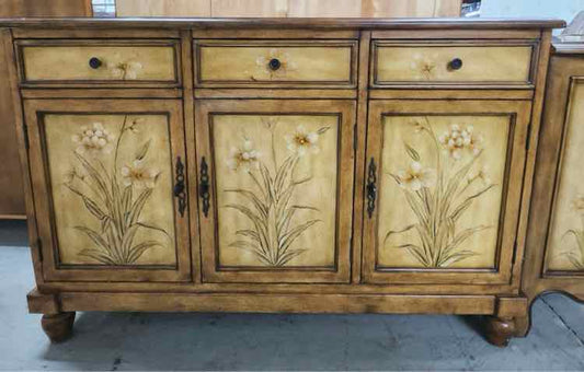 3 Drawer Flower Painted Server Cabinet