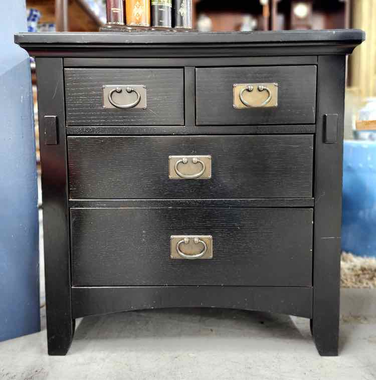 Black 4 Drawer Nightstand