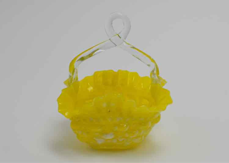 Victorian Yellow Hobnail Basket
